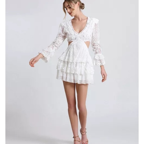 Avec Les Filles Women's Tiered Cutout Lace Minidress size 6 - Picture 3 of 16